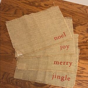 Hobby Lobby Burlap Holiday Placemats with Red Accents
